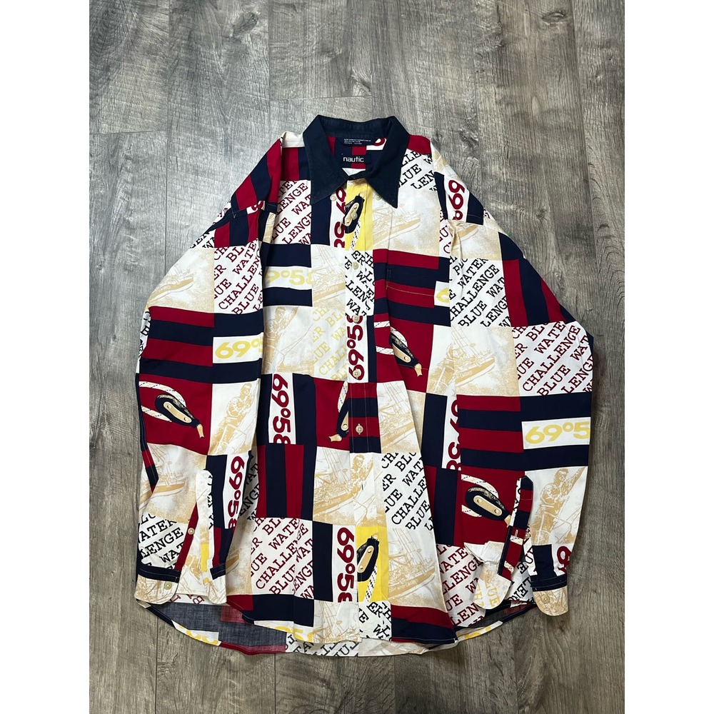 Vintage Nautica Bluewater Challenge Multicolor Button Down